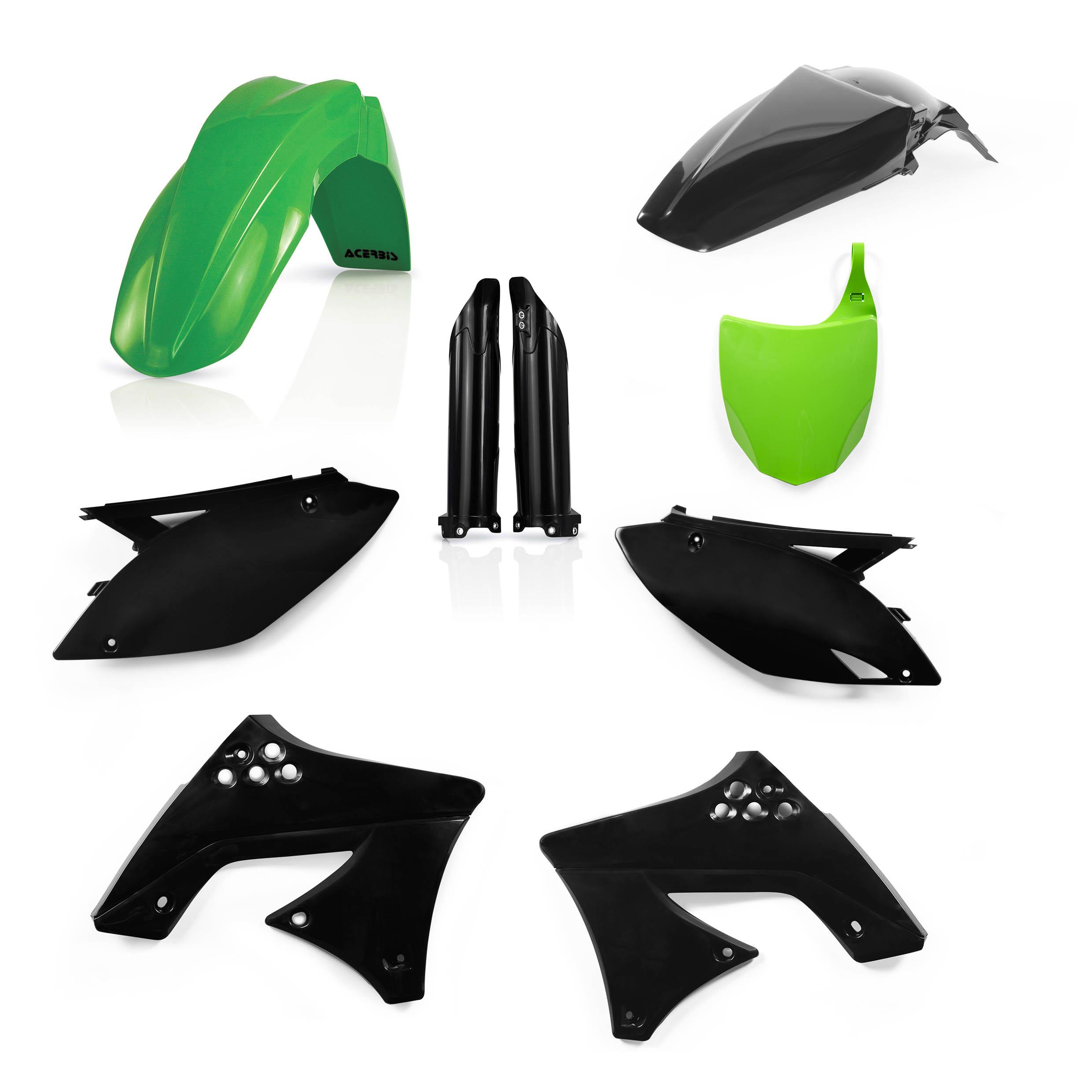 Plastics Kit ACERBIS Dirt Bike KAWASAKI KXF 250 Green black 2011 FULL