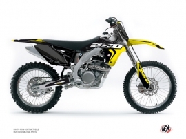 PACK Suzuki 250 RMZ Dirt Bike Halftone Graphic Kit Black Yellow + Plastics Kit 250 RMZ Black from 2010